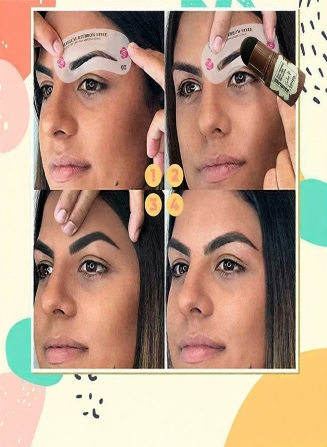 إيلهو طقم ختم الحواجب EELHOE + 24 بطاقة حواجب محمولة لتشكيل الحواجب وتلوينها وتنعيمها للحصول على حواجب طبيعية - Image 5
