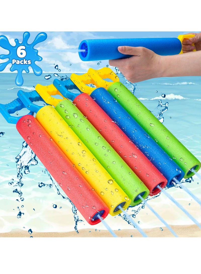 SYOSI 6Pack Water Guns Pool Foam Blaster Squirt Guns Noodle Design Lightweight 40ft Range Summer Outdoor Swimming Pool Backyard Beach Water Game Fighting Play Toys for Kids Adults - Image 1