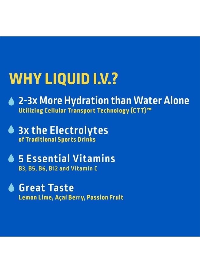 Liquid I.V. Hydration Multiplier, Electrolyte Drink Mix - Combo Pack, Acai With Lemon Lime, 16 Count - Image 4