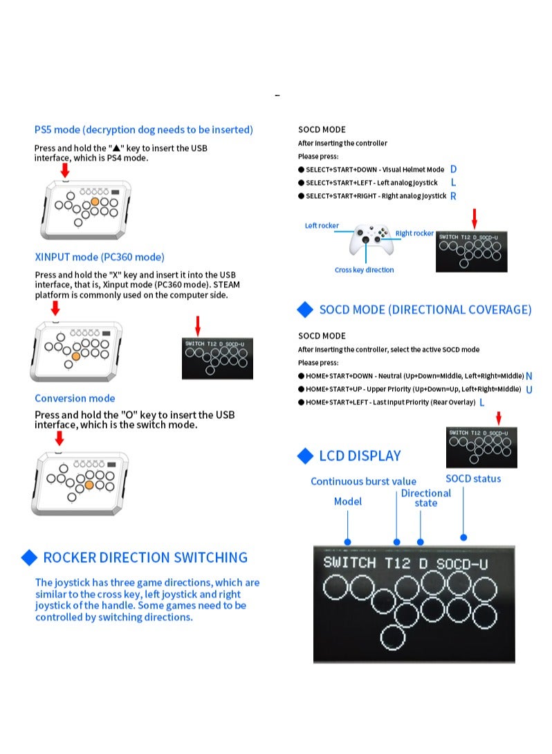 POWKIDDY A50 Hitbox Controller on Rim leverless Joystick Arcade Stick Controller - Image 2