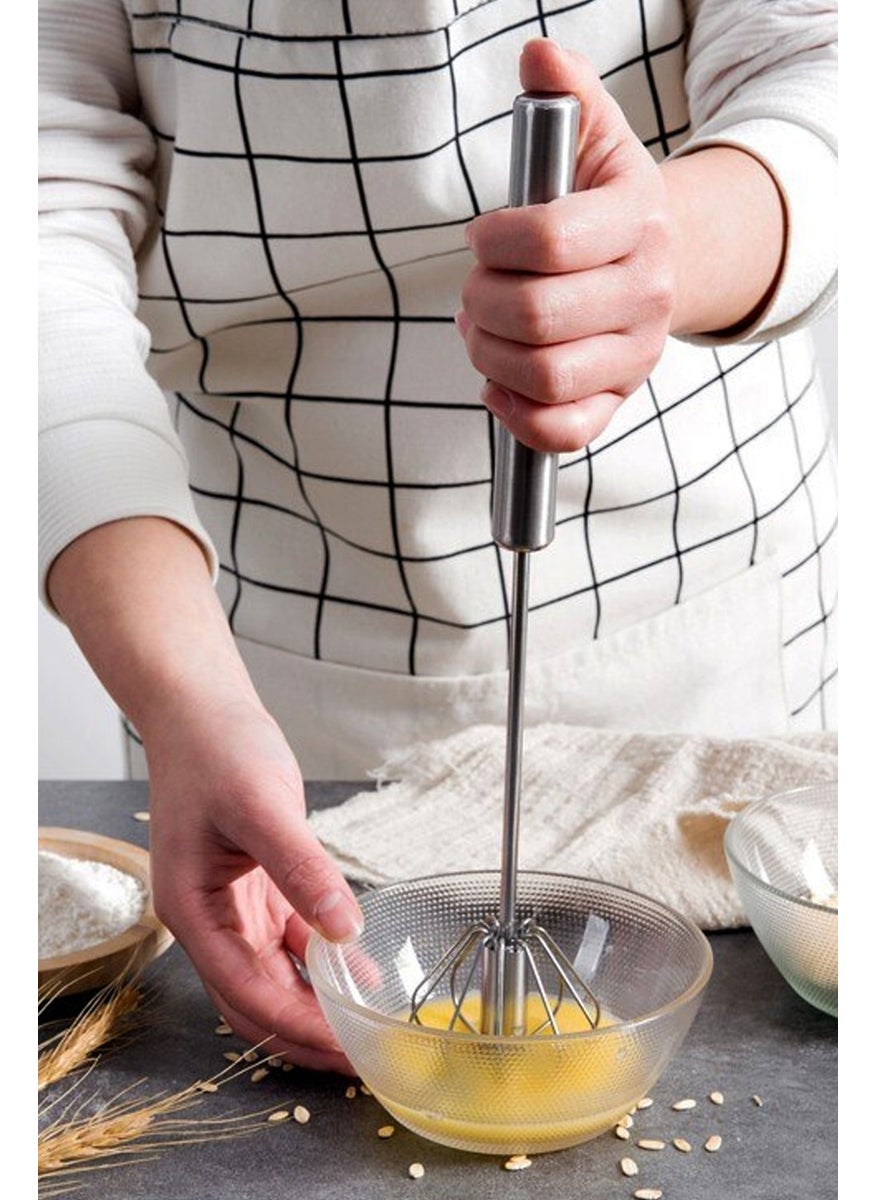 Biterse Practical Stainless Steel Push Automatic Whisk Metal Whisk  - Image 1