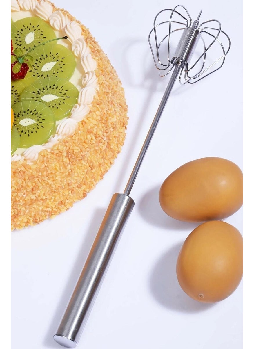 Biterse Practical Stainless Steel Push Automatic Whisk Metal Whisk  - Image 3
