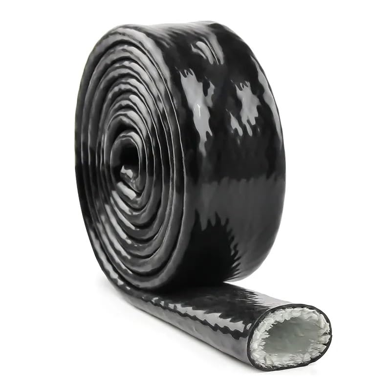 YSIL 1/4" ID 3.3FT Heat Shielded Fire Thermo Armor Fire Sleeve Silicone Coated Fiberglass Heat Protection for Automotive Hose Cable Lines & Electrical Wiring Black - Image 4