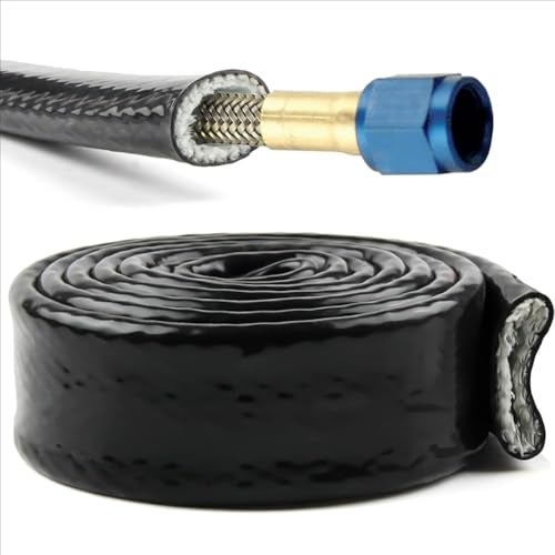 YSIL 1/4" ID 3.3FT Heat Shielded Fire Thermo Armor Fire Sleeve Silicone Coated Fiberglass Heat Protection for Automotive Hose Cable Lines & Electrical Wiring Black - Image 3