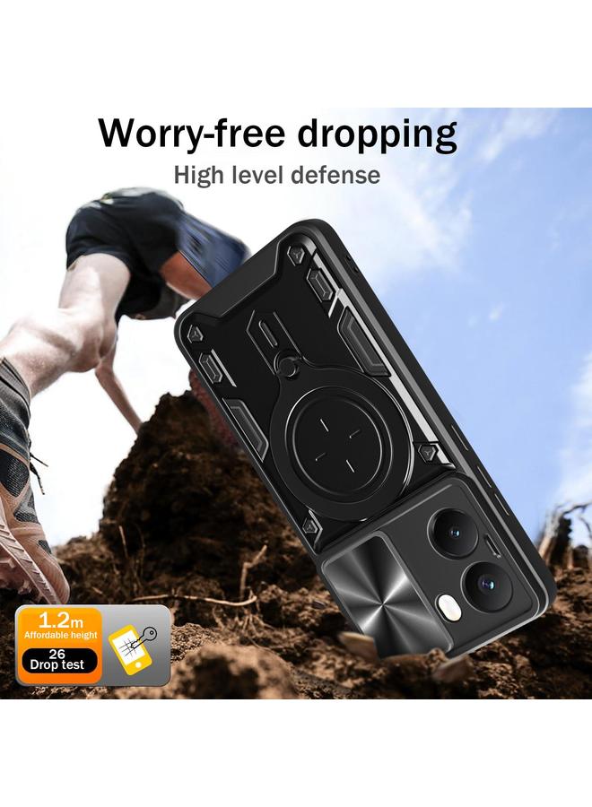 erorex Case For Xiaomi Poco X7 Pro 5G Global CD Texture Sliding Camshield Magnetic Holder Phone Case - Image 4