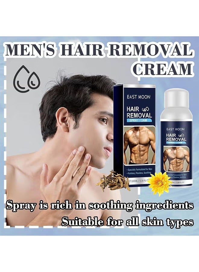 East Moon Hair Removal Spray Foam For Men, No Irritation Hair Removal Cream, Safe Hair Depilatory For Male Underarm, Chest, Back, Legs, Natural Ingredient Hair Removal Spray Foam For Men 100ML - Image 3