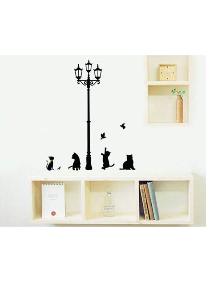 Generic - Removable PVC Wall Sticker Telegraph Pole Black Cat Stickers - Image 1