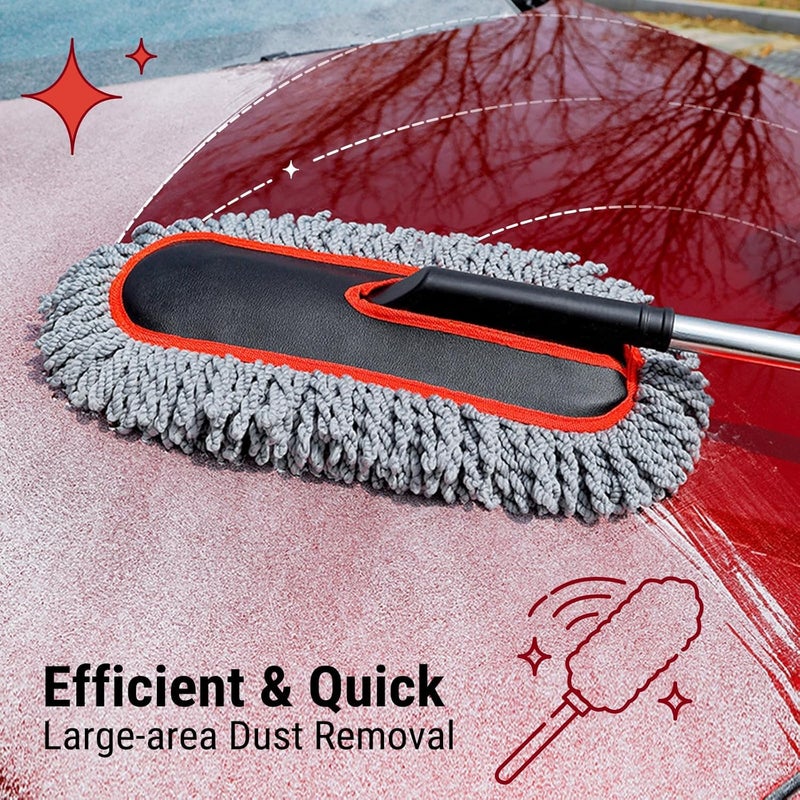 Car Duster Brush with Extendable Long Handle - Scratch Free Microfiber Cleaning Tool for Vehicles and Home - Image 3