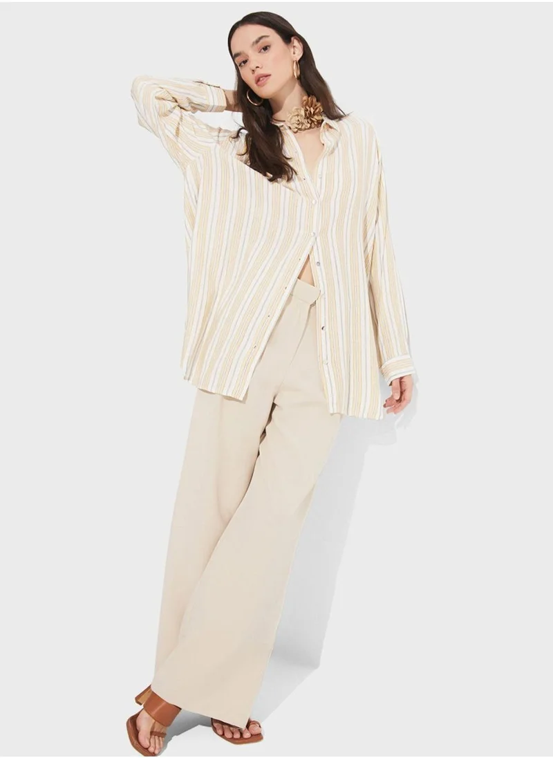 جون Striped Button Down Shirt