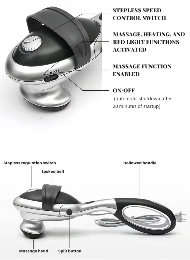 DBLEW Handheld 2 In 1 Detachable Handle Full Body Massager Infrared Heating Vibration Deep Tissue Massage Electric Percussion For Neck Shoulder Back Arms Leg Foot Calf Muscle Relax Pain Hand Tension Relief  - Image 5