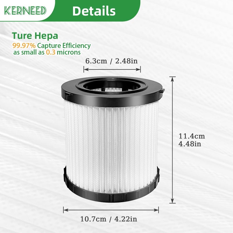 Kerneed 2 Pack DCV5801H HEPA Filter Compatible with DEWALT DCV580H, DCV581H 20V MAX Wet/Dry Vacuum, with 4 Foam Sleeve Filters & 1 Brush - Image 4