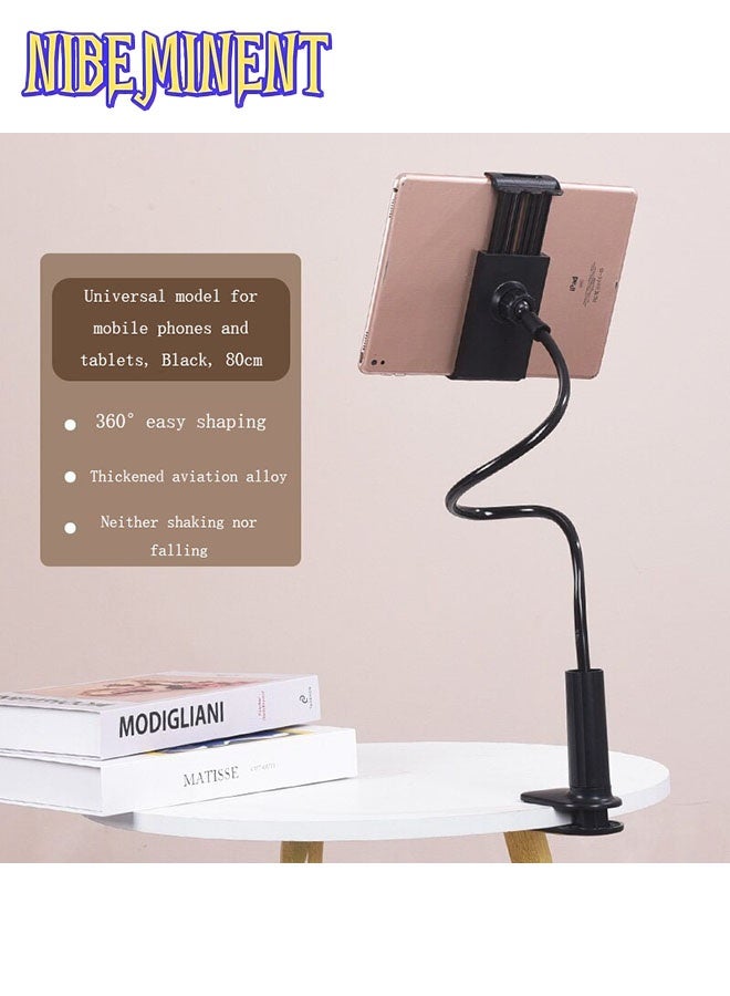 NIBEMINENT Tablet Cell Phone Adjustable Universal Gooseneck Bed Lazy Holder Stand Mount - Flexible Arm 360 Mount Clip Bracket Black 