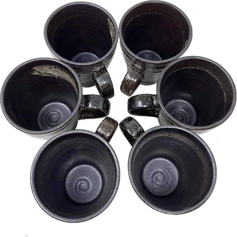 TJ Global Set of 6 Handmade Japanese Ceramic Mugs for Home Office or Restaurant Perfect For Tea Cappuccino Hot Cocoa  10 OZ Capacity - Image 3