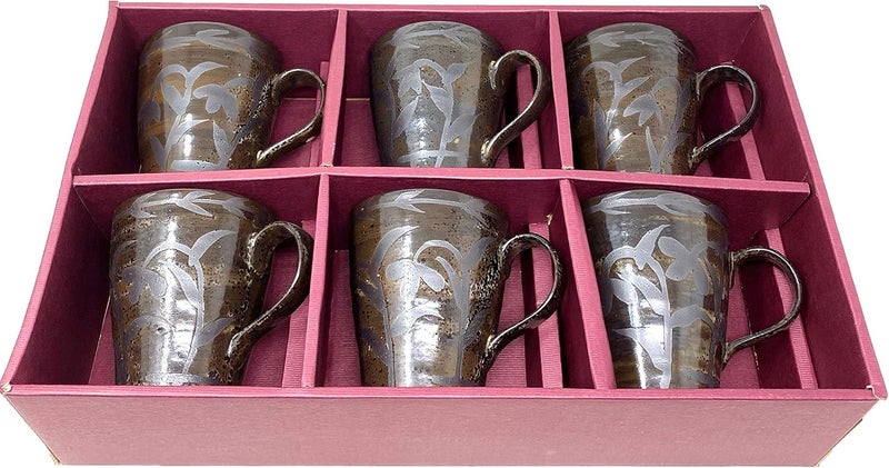 TJ Global Set of 6 Handmade Japanese Ceramic Mugs for Home Office or Restaurant Perfect For Tea Cappuccino Hot Cocoa  10 OZ Capacity - Image 4