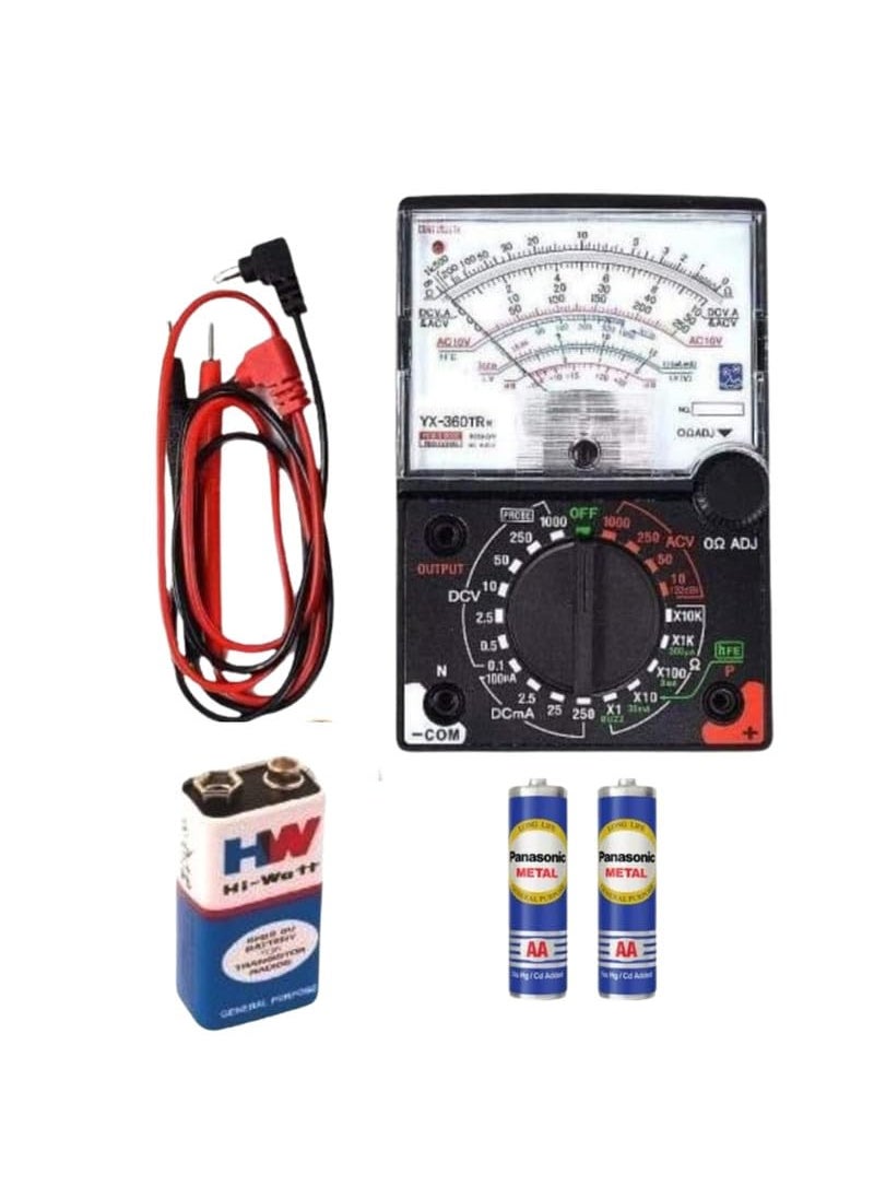 Erh India ERH india Analog Multimeter for Electronics AC DC YX360TR High Accuracy Voltage Current Resistance Meter with 9v Battery 2 Pcs AA Battery  - Image 1