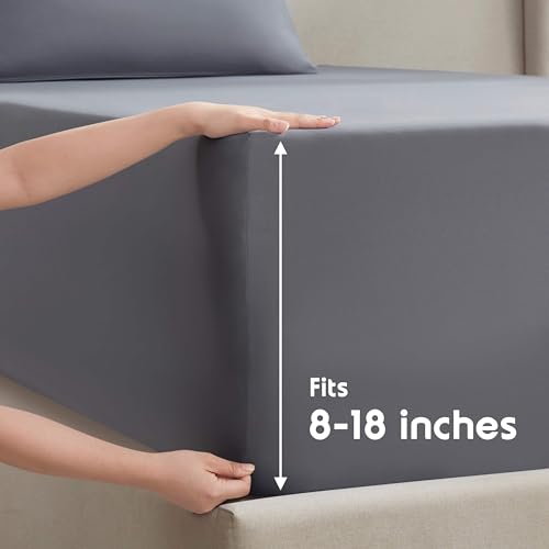 Nestl Twin Bed Sheet Set - Dark Grey - Instantly Soft Microfiber, No Break-in Wash - 4-Piece Deep Pocket Sheets & Pillowcases, Stays Put All Night - Image 4