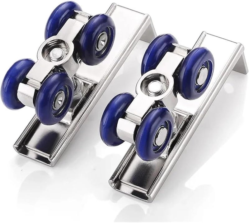 Small Wardrobe Sliding Door Rollers 4pc 2pair Cabinet Track Wheels for Wooden Doors - Image 2