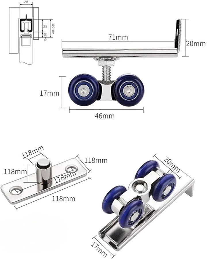 Small Wardrobe Sliding Door Rollers 4pc 2pair Cabinet Track Wheels for Wooden Doors - Image 5