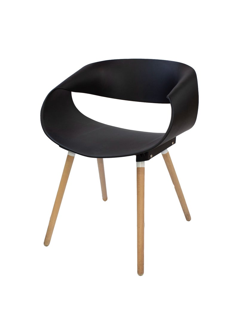 JILPHAR FURNITURE Curvy Modern Dining Premium Chair With Wood Leg Black 