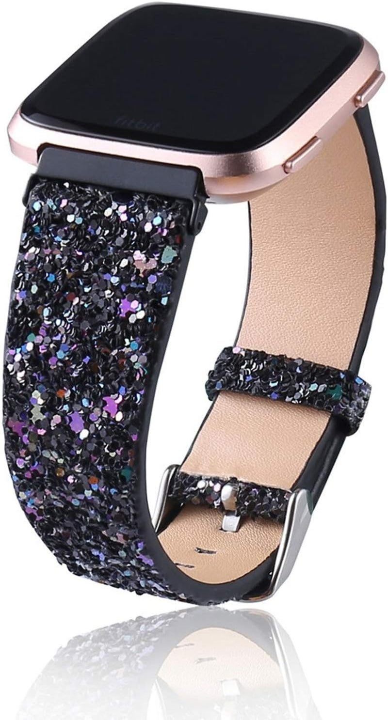 كلاراكو سوار ساعة من الجلد من كلاركو، حزام سريع الفك، حزام بديل متوافق مع فيتبيت فيرسا إس إي/فيرسا 2/فيرسا لايت/فيرسا (أسود) - Image 2