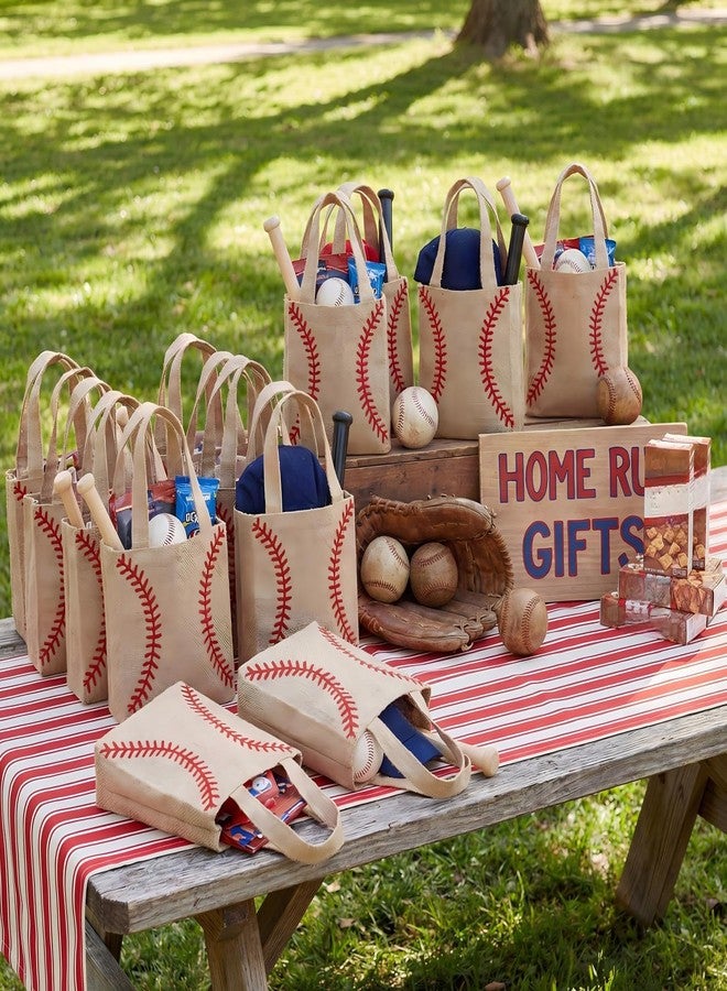 Abbylike 16 Pack Burlap Baseball Snack Bags with Handles, Reusable Goodie Treat Bags for Sports Team, Baseball Party Supplies - Image 2