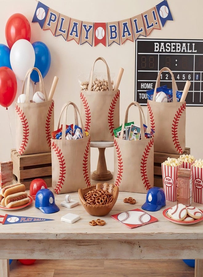 Abbylike 16 Pack Burlap Baseball Snack Bags with Handles, Reusable Goodie Treat Bags for Sports Team, Baseball Party Supplies - Image 5