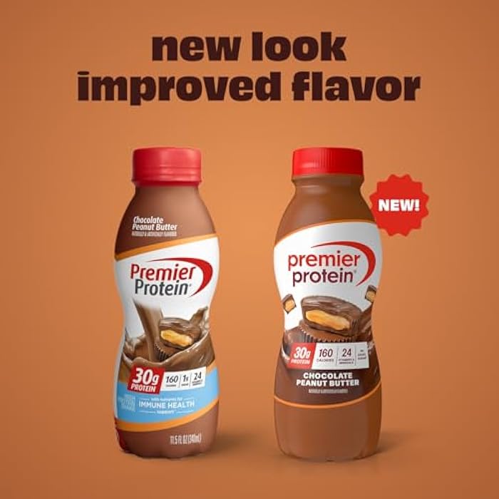 Premier Protein Shake, Chocolate Peanut Butter, 30g Protein, No Added Sugar, 24 Vitamins & Minerals to Support Immune Health, 11.5 fl oz, 1 Pack (Packaging May Vary) - Image 2