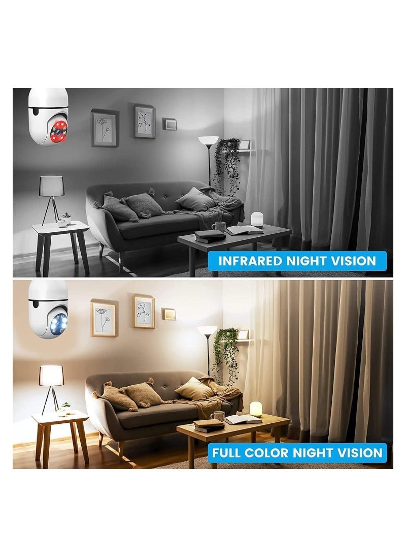 Generic - 2 Pack Wireless Light Bulb Camera, 360°Panoramic Security Camera, 2.4GHz WiFi Smart 1080P Outdoor Surveillance Camera - Image 1