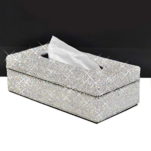Bestbling Luxury Crystal Rhinestone Handmade Bling Decorative Tissue Holder Box Case Silver