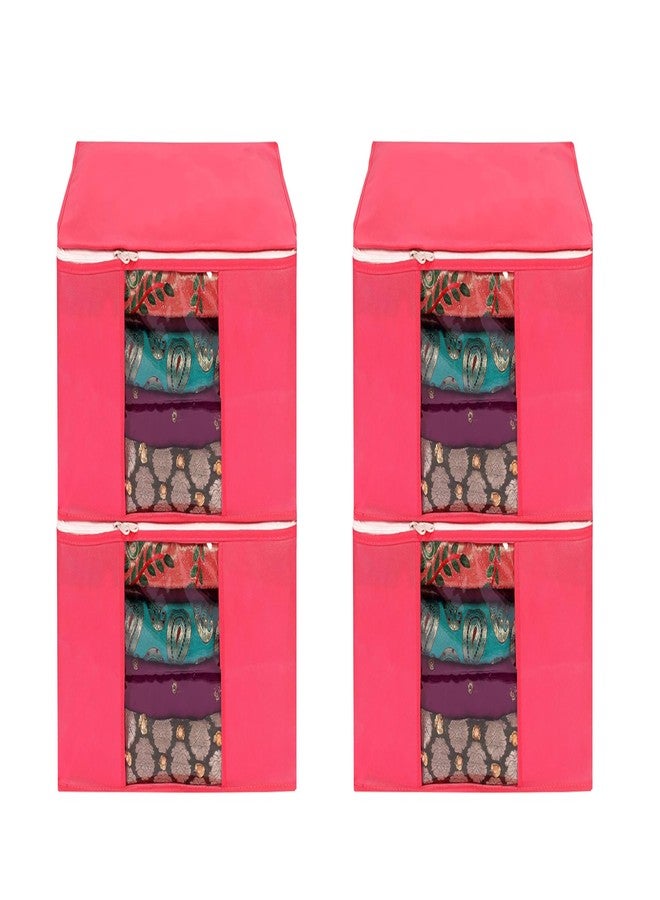 SHAPING FABRIC غطاء ملابس من قماش غير منسوج 90 غرام/متر مربع مع نافذة شفافة وسحاب معدني مزدوج - عبوة من 4 قطع | حقيبة تخزين ملابس مقاومة للغبار للساري، والبدلات، والسترات، والقمصان SCXLRL1582493517524148523709 - Image 1