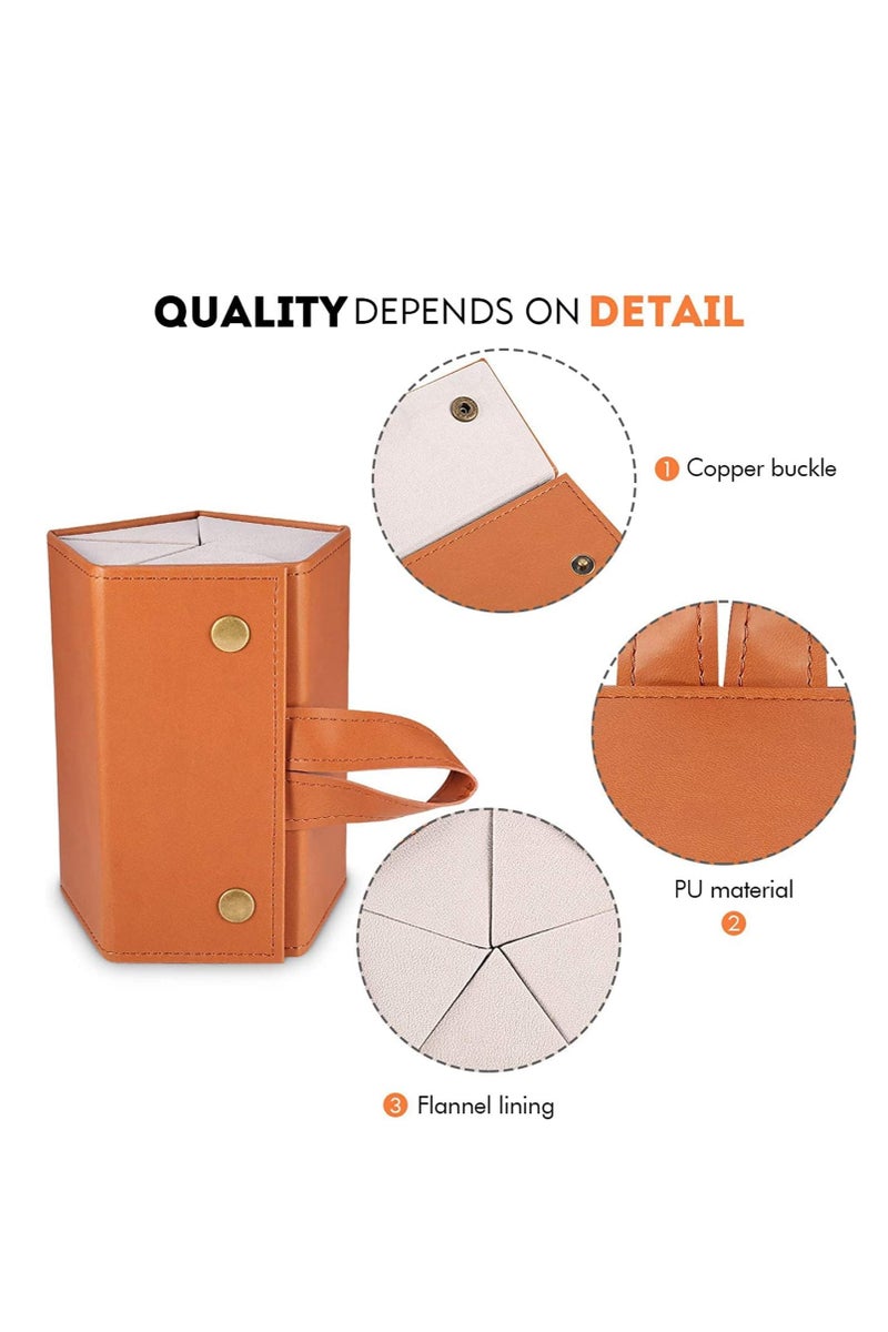 Sunglasses Case with 5 Slots or Foldable Eyeglasses Box for Women and Men, Brown - Image 3