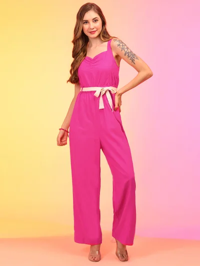 globus Women Sweetheart Neck Waist Tie-Ups Jumpsuit