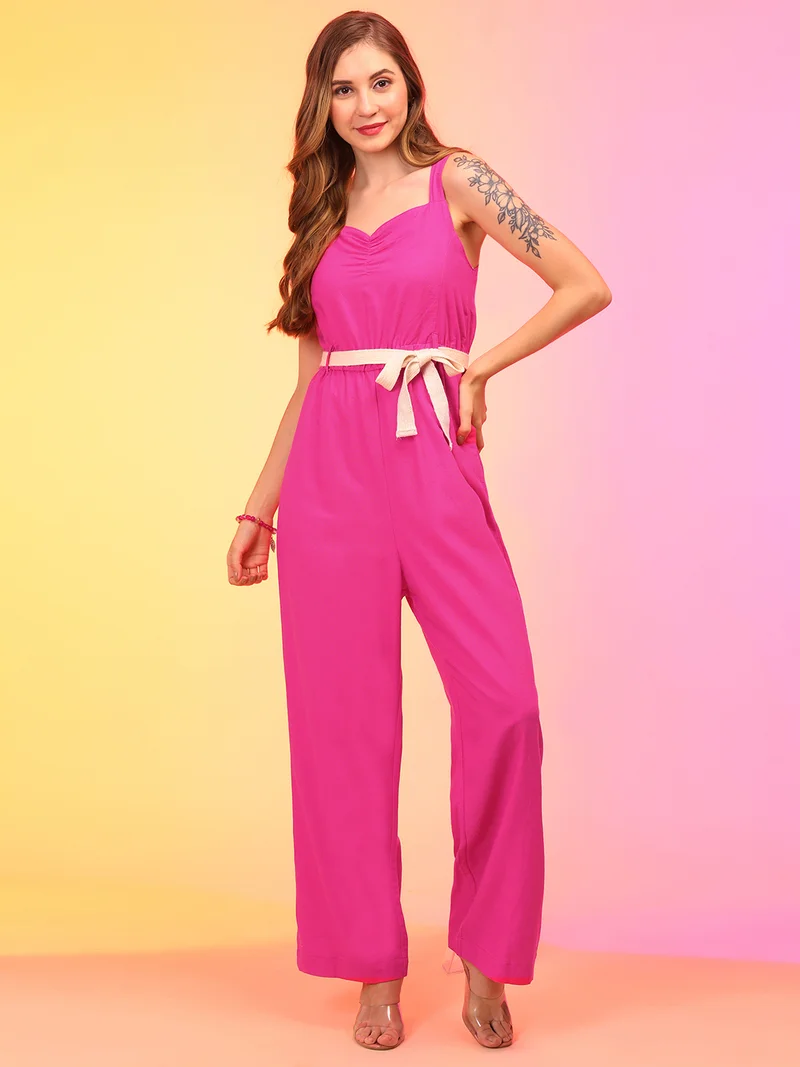globus Women Sweetheart Neck Waist Tie-Ups Jumpsuit