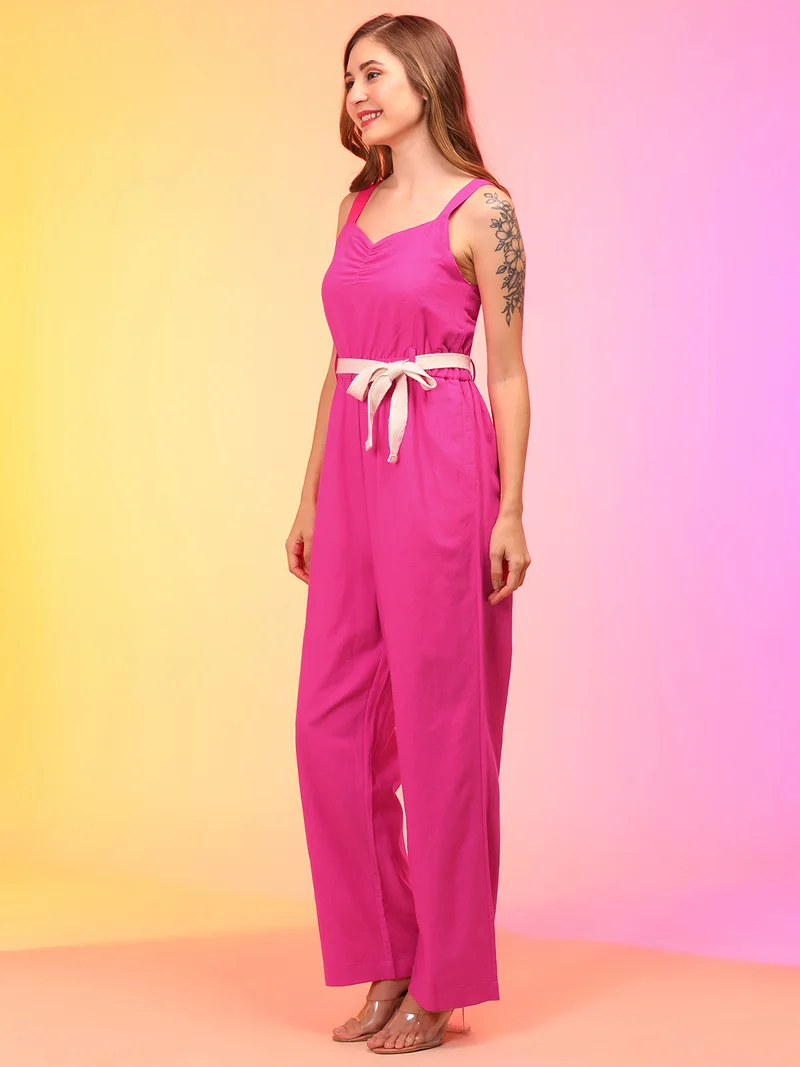 globus Women Sweetheart Neck Waist Tie-Ups Jumpsuit