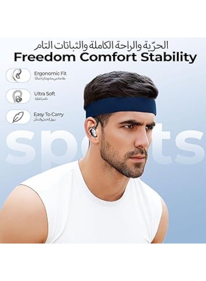 جارلو سماعات لاسلكية بالكامل بلوتوث 5.4 من جارلو، سماعات رأس رياضية داخل الأذن بميكروفون بخاصية إلغاء الضوضاء، سماعات بمشبك أذن مقاومة للماء، 40 ساعة تشغيل، صوت جهوري عميق، سماعة أذن رياضية للتمرين والجري - Image 4