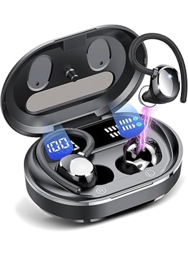 جارلو سماعات لاسلكية بالكامل بلوتوث 5.4 من جارلو، سماعات رأس رياضية داخل الأذن بميكروفون بخاصية إلغاء الضوضاء، سماعات بمشبك أذن مقاومة للماء، 40 ساعة تشغيل، صوت جهوري عميق، سماعة أذن رياضية للتمرين والجري - Image 1