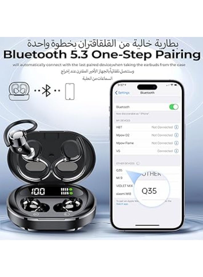 جارلو سماعات لاسلكية بالكامل بلوتوث 5.4 من جارلو، سماعات رأس رياضية داخل الأذن بميكروفون بخاصية إلغاء الضوضاء، سماعات بمشبك أذن مقاومة للماء، 40 ساعة تشغيل، صوت جهوري عميق، سماعة أذن رياضية للتمرين والجري - Image 3