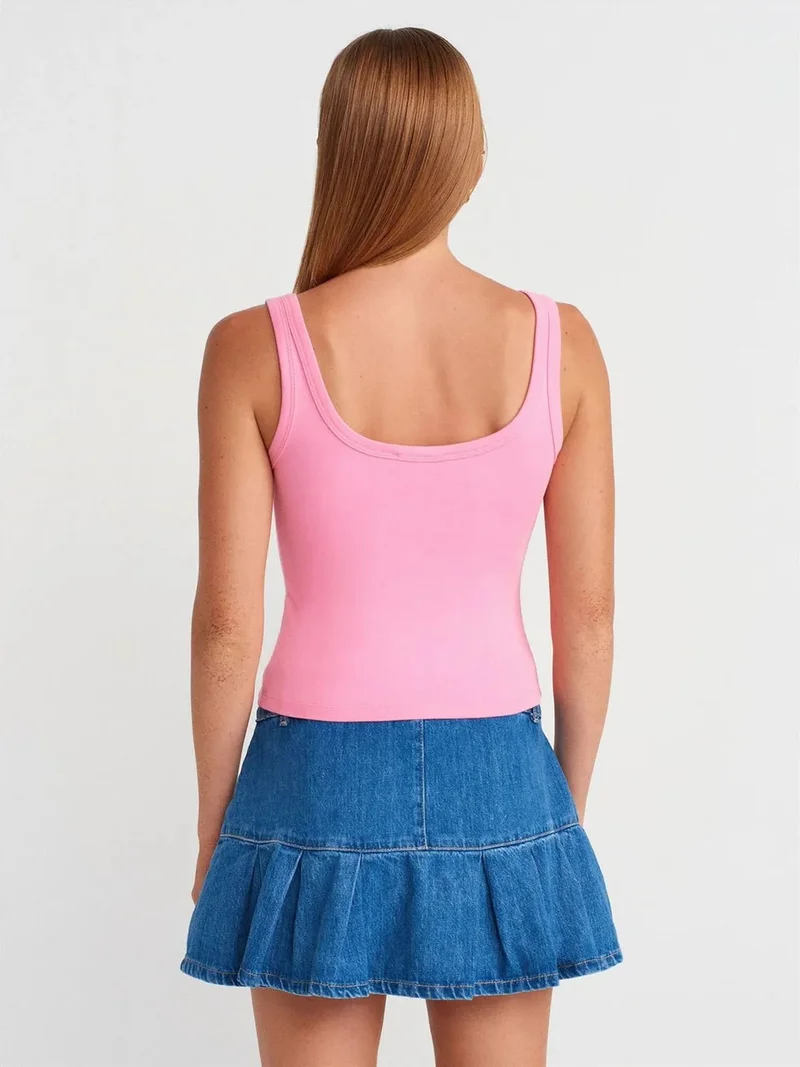 Dilvin DILVIN Ribbed Crop Cami Blouse