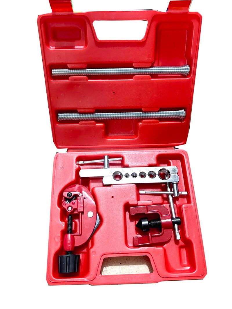 Uptodateproducts Flaring Tool Set 7 Piece Heavy Duty Brake Line Flaring Tool Kit and Swage Tool Flare Tool with Tubing Straightener or Cutter Not a Double Brake Flaring Tool
