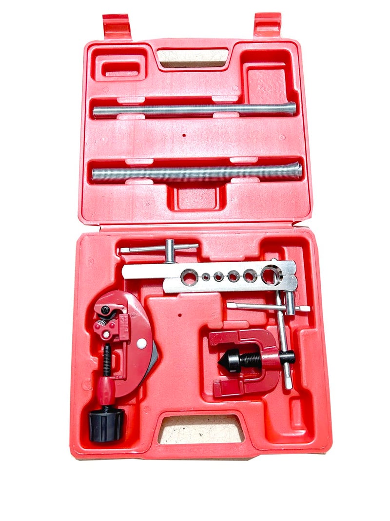 Uptodateproducts Flaring Tool Set 7 Piece Heavy Duty Brake Line Flaring Tool Kit and Swage Tool Flare Tool with Tubing Straightener or Cutter Not a Double Brake Flaring Tool