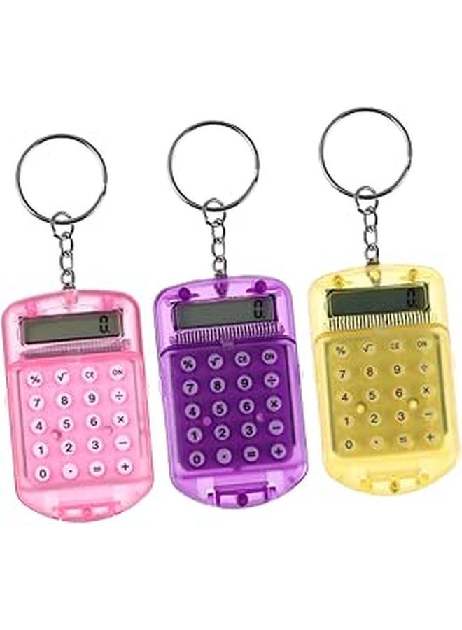 3 Pcs Mini Calculators Pocket Keychain Calculators Key Ring For Home Students School Office - Image 1