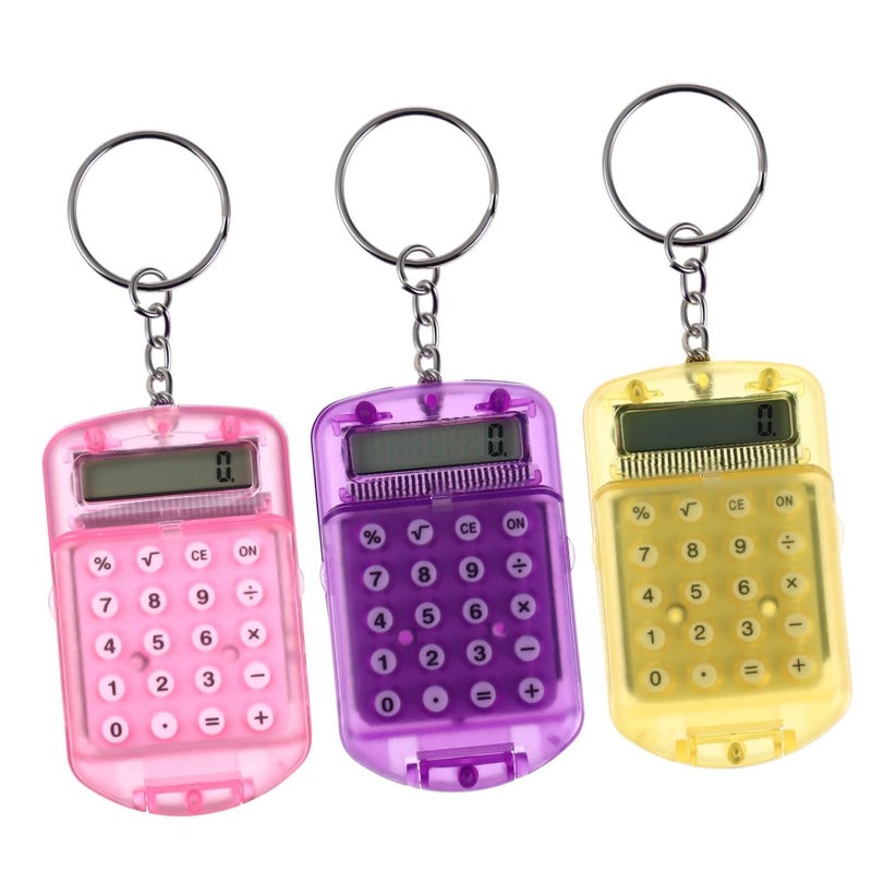 3 Pcs Mini Calculators Pocket Keychain Calculators Key Ring For Home Students School Office - Image 2