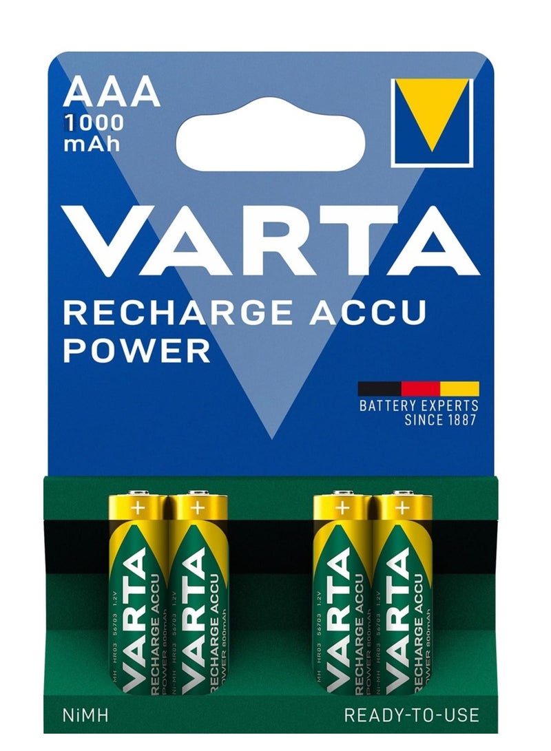 VARTA AAA rechargeable  Ni-Mh battery 4 pcs 1000mAh - Image 1