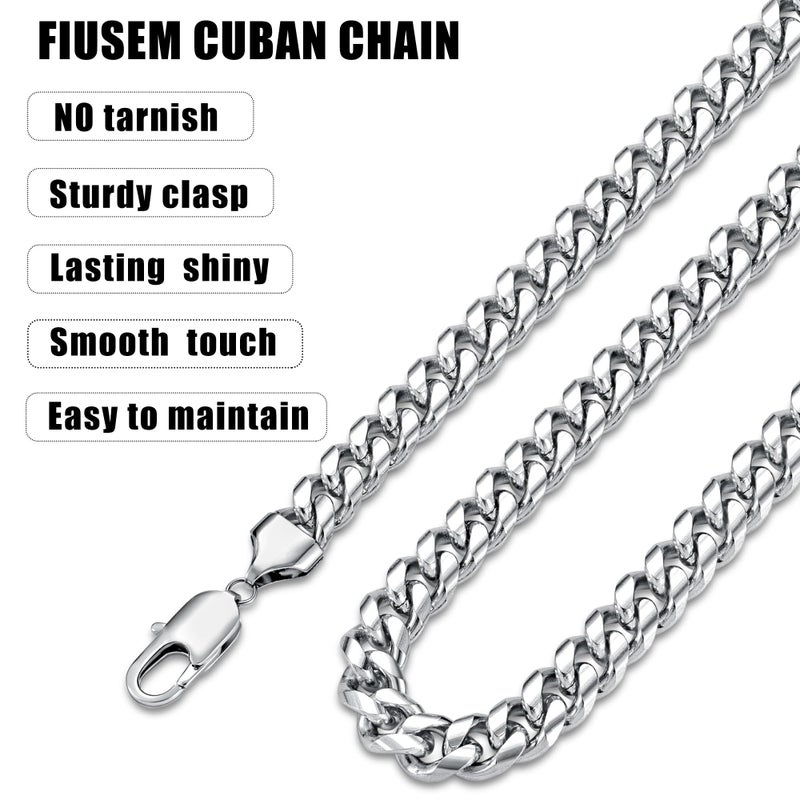 Fiusem سلسلة فيوزم الفضية بتصميم الكوبان للرجال، سلسلة رجال 4 مم، سلسلة ميامي الكوبانية للرجال والنساء بطول 20 بوصة - Image 4