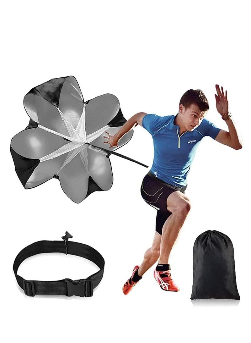 إكسفور تدريب سريع للركض ، تدريبات سرعة 56 بوصة مقاومة للمظلة الجري سبرينت شوت لكرة القدم ، تدريب سريع على كرة القدم (أسود) - Image 1