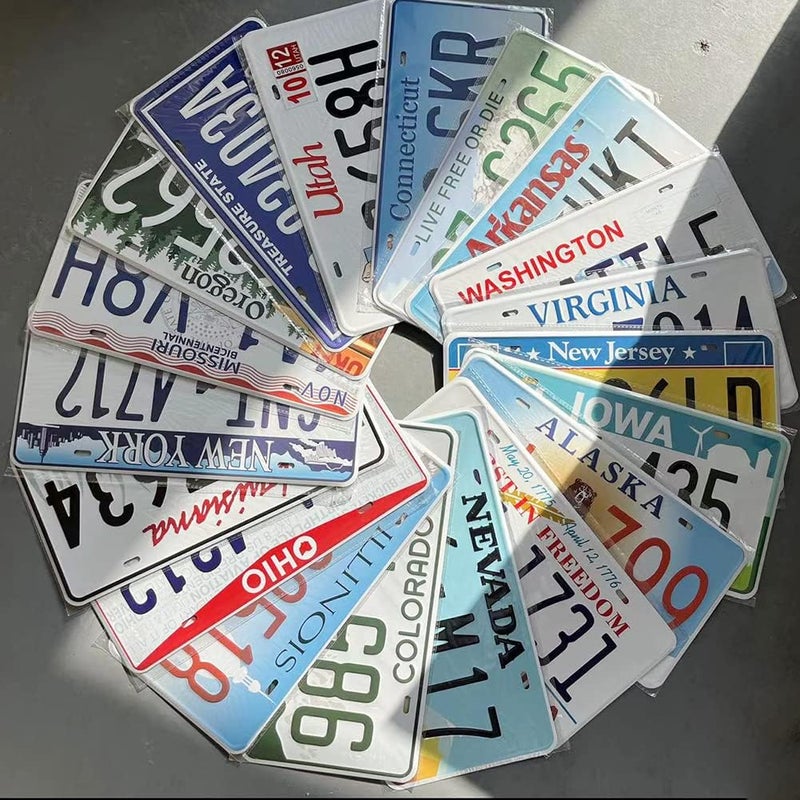 PeisTin Assorted Replica License Plates, Prop Number Tags, Man Cave Garage Bar Decor, 6x12 inches (10 pcs) - Image 5