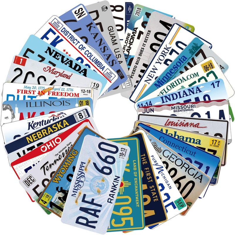PeisTin Assorted Replica License Plates, Prop Number Tags, Man Cave Garage Bar Decor, 6x12 inches (10 pcs) - Image 1