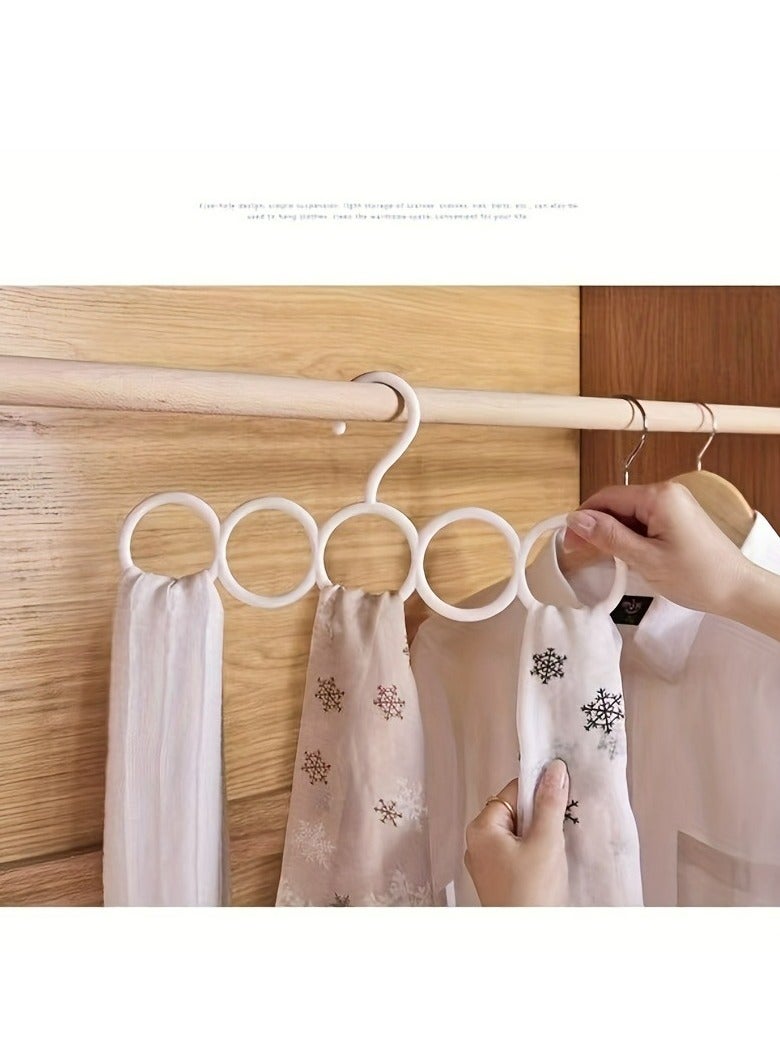 إسكدنيا 2 Pack Scarf Hanger Holder Scarf Storage Organizer for Ties Belts Socks, Ring Hole Slots for Space Saving, Multiple Purpose Tie Belt Rack Organizer,5-hole Scarf Rack, Multi-purpose Plastic Hanger - Image 3