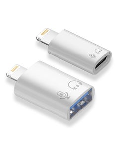 2 Pack Lightning to USB C Adapter, USB C/USB 3.0 Female to Lightning Male OTG Adapter for iPhone/iPad, Support Connect Card Reader, U Disk, USB Flash Drive, Keyboard, Mouse and More