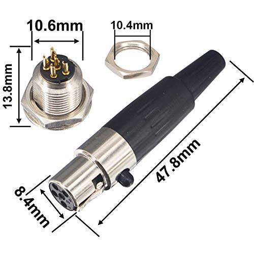 onelinkmore DIY 5 Pin Mini XLR Connector TA5F Audio Microphone Adapters with Plug Chassis Mount Mini XLR Jack 5 Pin for Pro Microphones Set of 2 - Image 5